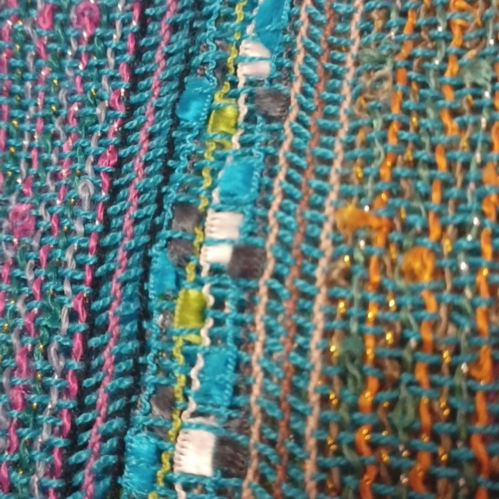 Colorful Striped Shawl With Fringe And Sparkle